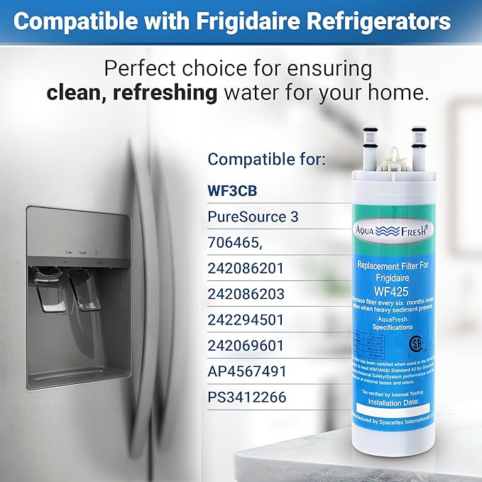 Aqua Fresh Replacement for WF3CB, PureSource 3, 706465, 242086201, 242086203, 242294501, 242069601, AP4567491, PS3412266, WF425 Refrigerator Water Filter (3-Pack)