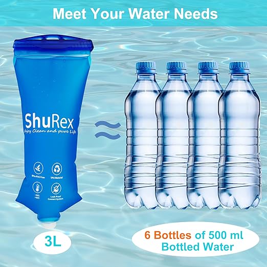 3L Gravity-Fed Water Bag for Sawyer Water Filtration System Survival Water Filter Straw, Compatible with LifeStraw and Other Water Filter Straw, Foldable, BPA-Free (3L)