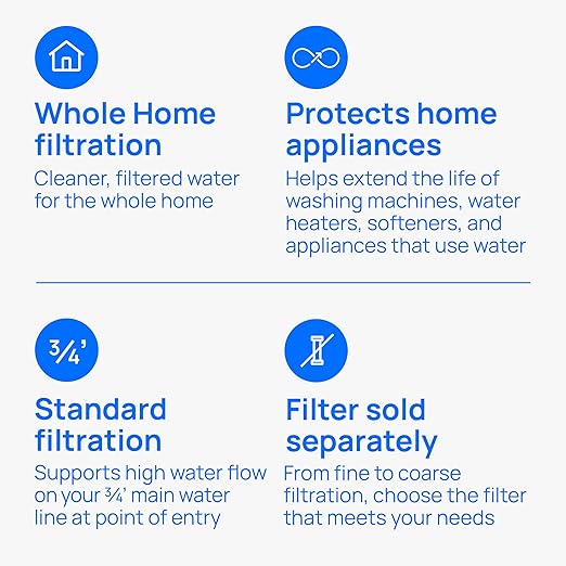 Culligan HF-150A Whole Standard Duty 3/4 Inlet/Outlet Water Filter Housing, Blue