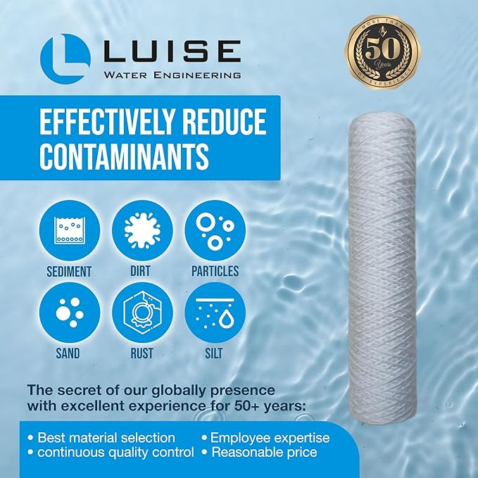 Luise String Wound Whole House Water Filter Replacement (10"x2.5") - 25 Micron Durable String Wound Water Filter Cartridge - (L511.1000)