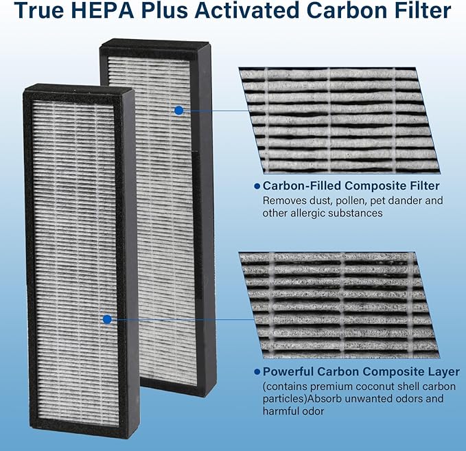 Germ Guardian 2 Pack Smoke Clear Filter Fit for AC4825, AC4300, AC4800, AC4900, AC4850 Air Purifier Replacement