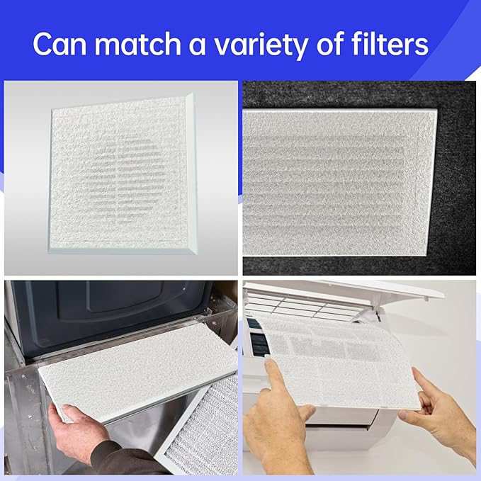 25x60 Inch DIY Cut to Size Material for AC/HVAC Furnace Filter and air Vents Filter, for Increasing The MERV Index（48PCs Adhesive Hook） White