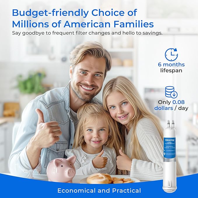 Waterdrop EDR3RXD1 Replacement for Everydrop® Filter 3, 4396841, 4396710, WD-F08, Kenmore® 46-9083, 46-9030 Refrigerator Water Filter, 3 Filters