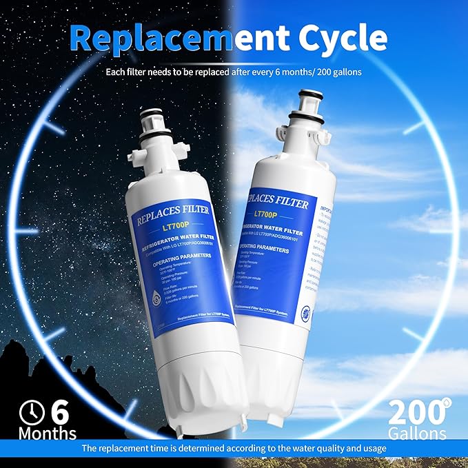 ADQ36006101 Water Filter Replacement Compatible with LG LT700P, LT700PC, ADQ36006102, ADQ36006101-s, Kenmore 9690, 469690, LFXS29766S,4 Pack, By CHOPLO