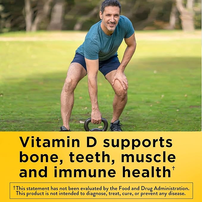 Nature Made Vitamin D3 K2 Supplement, 5000 IU (125 mcg) Vitamin D for Bone, Teeth, Muscle and Immune Support, 30 D3 and K2 Softgels, 30 Day Supply