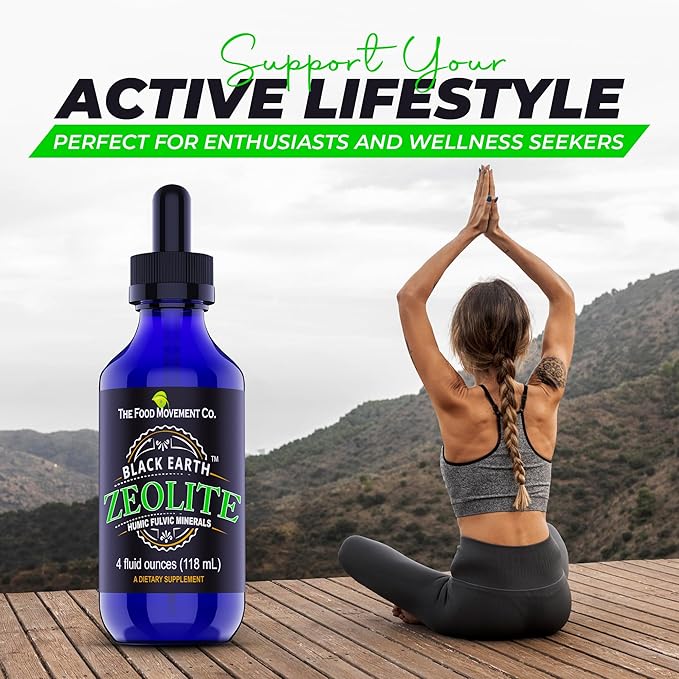 Black Earth Zeolite with Humic Fulvic Acids Trace Minerals for Adults and Kids for Detox, Gut Health and Immune Support - Twinpack 4 Fl Oz Bottles (8 fl oz)