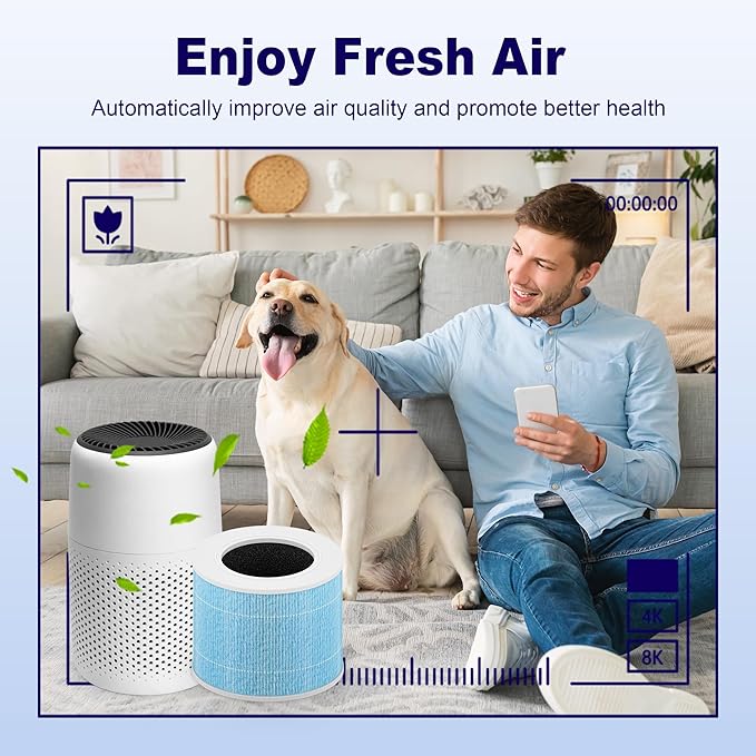 Core Mini Smoke Remover Replacement Filter for LEVOIT Core Mini and Core Mini-P Air Purifier, 3-in-1 H13 Grade True HEPA and Activated Carbon, Core Mini-RF-SR, 3 Filter & 10 Fragrance Sponge, Blue