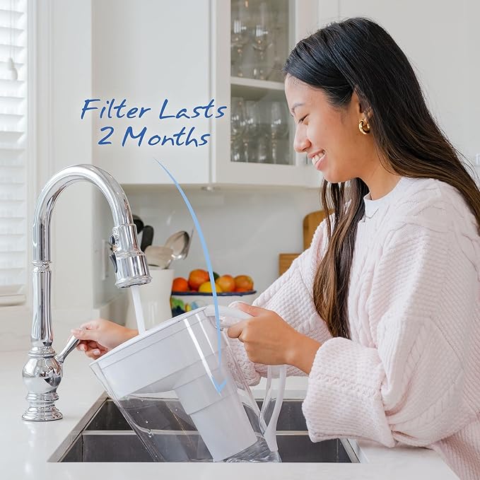 Santevia MINA Alkaline Pitcher | 9-Cup at Water Filter System That Adds Minerals and Makes Alkaline Water | Fluoride, Chlorine and Lead Water Filter | American Filtration Media