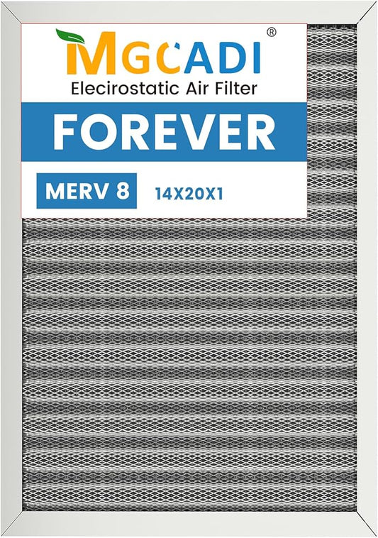 14x20x1 HVAC Furnace Air Filter, Lasts a Lifetime, Washable, the Last HVAC Filter You Will Ever Buy, Breathe Safely at Home or in the Office,Merv 8 (Actual Size:13.5x19.5x0.82 Inch)