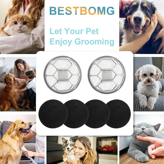 Hepa Sponge Filter Replacement Accessories Compatible with Oneisall &Afloia &Homeika Pet Grooming Kit & Vacuum (2 Hepa Filters+4 Sponges)