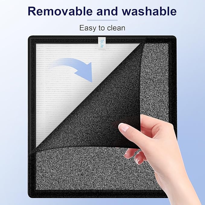 ToLife TZ-K2 Air Purifier Replacement Filter, 3-in-1 HEPA High-Efficiency Activated Carbon Filter, TZ-K2-A, 2 Pack