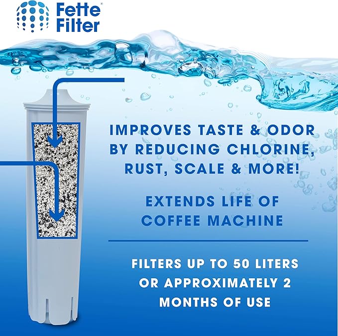 Fette Filter - Water Filter Compatible with Jura Clearyl Blue. Compare to Part # 71445 or 67879 - Pack of 6
