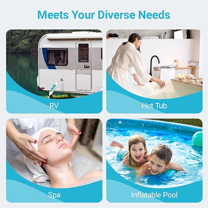 AQUA CREST X-Large RV Water Filter, Garden Hose End Pre Filter for Pool, Hot Tub, Spa, Reduces Chlorine, Heavy Metals and Odor, with Hose Protector, Up to 8,000 Gallons