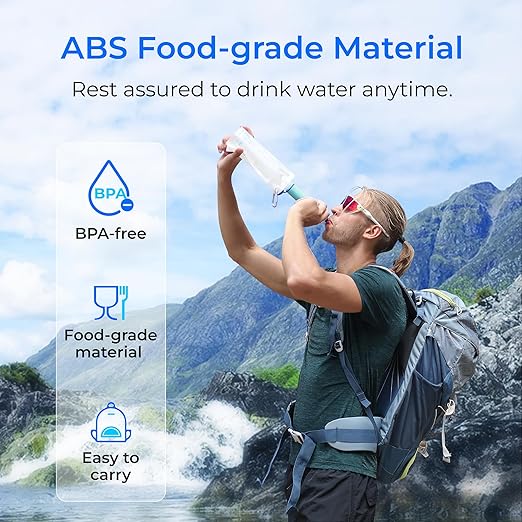 Waterdrop Water Filter Straw, Water Purifier Survival for Camping, Travel, Backpacking and Emergency Preparedness, Water Filtration System Survival, 4 Pack, Light Blue