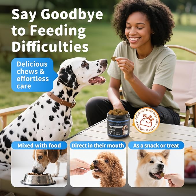 Liver Health Supplement for Senior Dogs - Joint Health Support with Silybum Marianum, SAMe, Krill Oil, Glucosamine, B Vitamins Complex, MSM, Choline for Old Dogs, Chicken Flavor - 60 Soft Chews