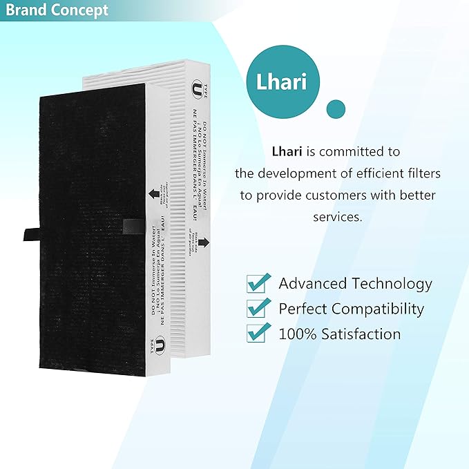 2-Pack Type U HEPA Filter, Compatible with Honeywell HRF201B, HHT270, HHT270W, HHT290 and Febreze FRF102B, FHT190W, Remove Allergens and Reduce Odors