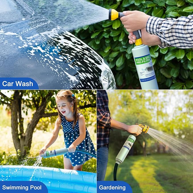 Garden Hose Filter for Filling Hot Tub/Pool/Spa, Greatly Reduces Sediment, Chlorine, Heavy Metals and Odors, Standard 3/4" Garden Hose Thread, Hose Filter, Up to 8,000 Gallons (2 Pack)