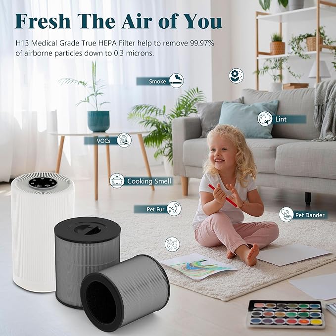 2 Packs KF170 Replacement Filters Compatible with Kenmore 850e Series Air Purifi-er Model PM1005, Part # KF170, 3 Stages Filter of Nylon Pre-Filter, Premium Filter and Activated Carbon Filter