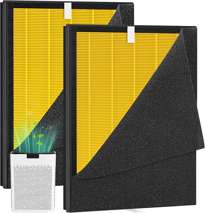 KJ190L Pet Care Washable Filter Compatible with MOOKA KJ190L Air Puri-fier, 3 Stage Filtration HEPA Filter for Pollen Smoke Pet Hair Dust, Special for Odor Dander, 2 Pack