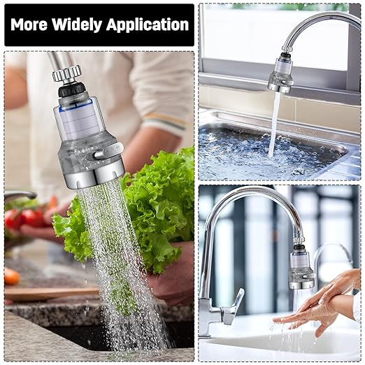 3 Pack Sink Water Filter Faucet, 360 ° Rotating Bathroom Sink Faucet Filter, 3 Spray Mode Adjustable Faucet Water Purifier Removes Chlorine Fluoride Heavy Metals Hard Water for Kitchen & Bathroom