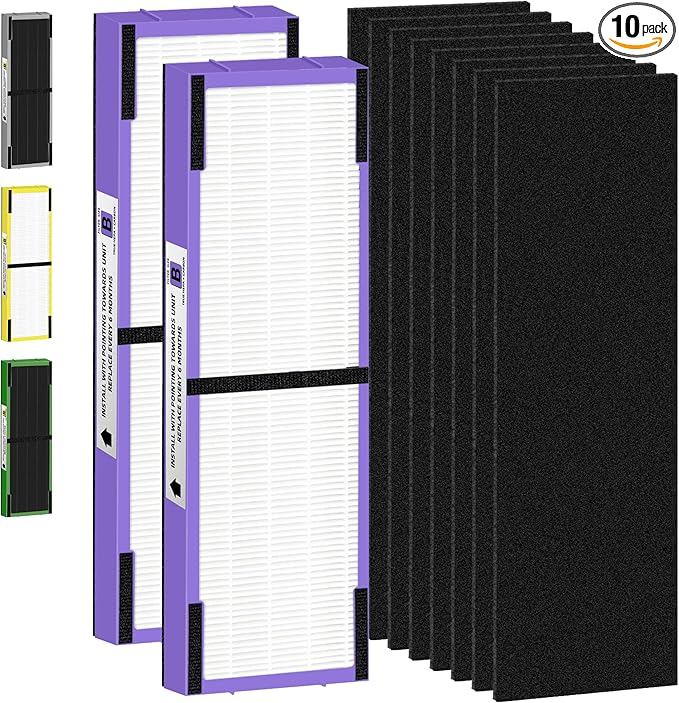 FLT4850PT HEPA Filter B Pet Replacement Compatible with G-GuardianAir Purifier AC4825 AC4825E AC4850PT AC4300 AC4800 AC4900 AC4850,2 H13 True HEPA Filters & 8 Activated Carbon Pre-Filters,#FLT4825