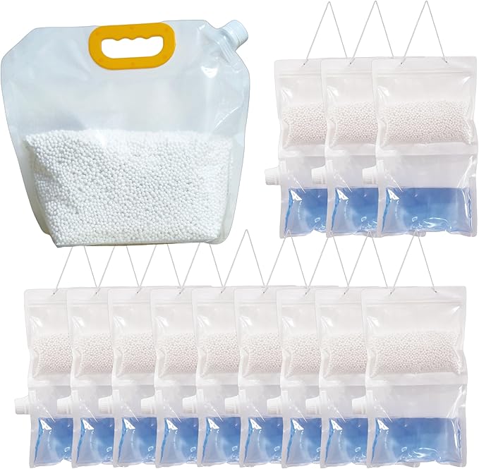 12 Pack Reusable Moisture Absorbers, Fragrance Free Hanging Closet Dehumidifier Bags, Moisture Absorbers Refill Beads (80 oz.)