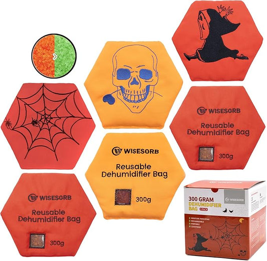 300g Rechargeable Desiccant Packs for Storage, Reusable Dehumidifier Bags Silica Gel with Indicator Window Moisture Absorbers for Gun Safe, Suitcase, 3D Filaments, Electronics [3PACK]