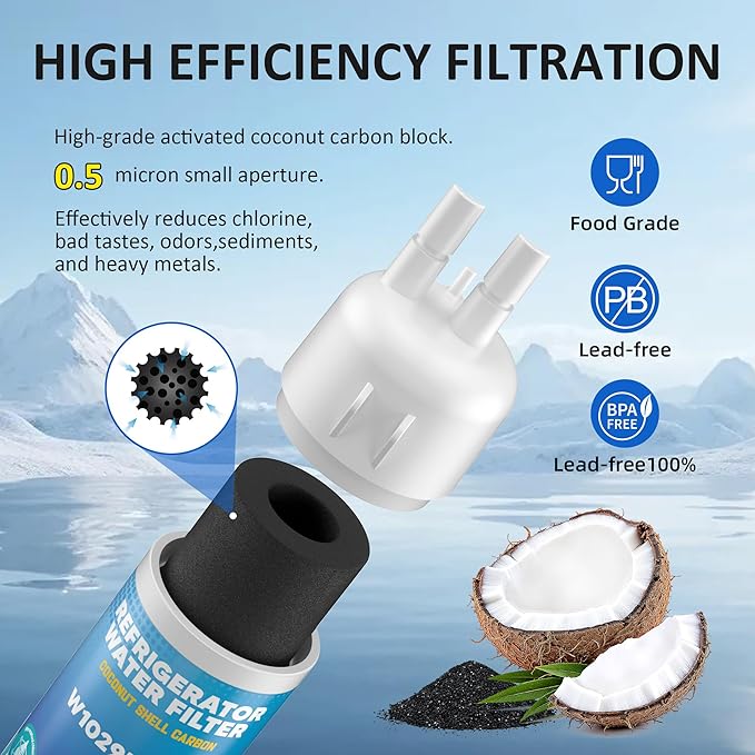 W10295370A Water Filter Replacement, Compatible with EDR1RXD1, Filter 1, EDR1RXD1B, W10295370, WHR1RXD1, KAD1RXD1, P4RFKB2, P8RFWB2L, 46-9930, 46-9081, 3Pack