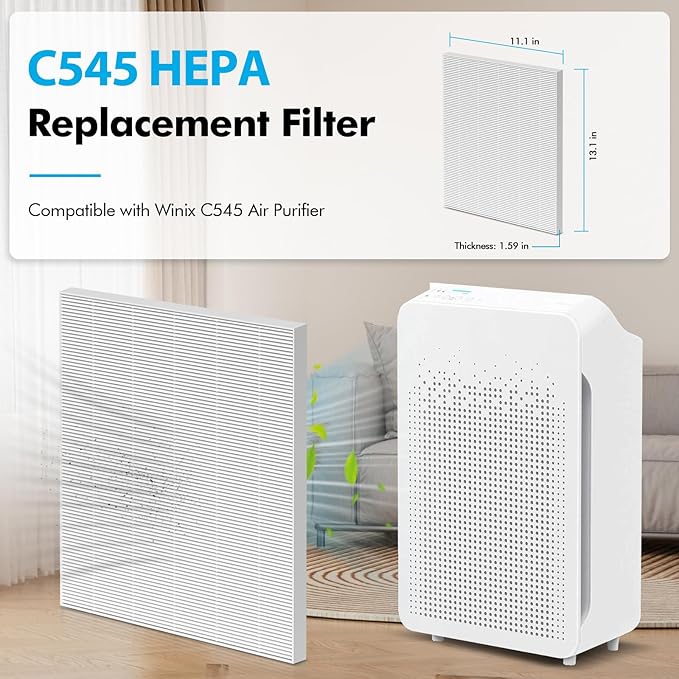 4 Pack C545 HEPA Filter for Winix C545 Air Purifier Compatible with Winix C545 Replacement Filter Type S, H13 Ture HEPA Filter Part No.1712-0096-00