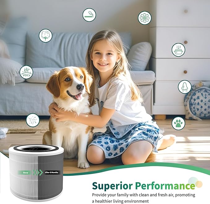 240 True HEPA 14 Air Purifier Filter Replacement, Compatible with PuroAir 240 Air Cleaner Purifier, 3-in-1 High-Efficiency Activated Carbon, 4 Packs