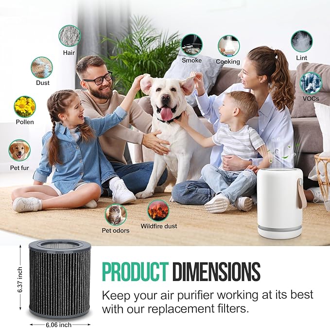 Air Mini Replacement Filter Compatible with Molekule Air Mini & Air Mini+ Air Purifiers, 3-in-1 High-Efficiency True HEPA Replacement Filter (Black, 1 Pack)