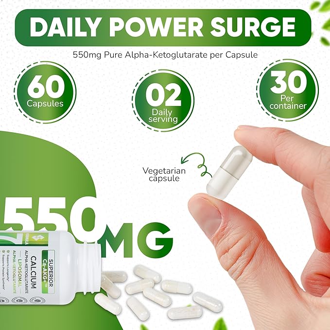 Superior Formulas Alpha-Ketoglutarate (AKG) | Physician Formulated | Cellular Energy & Longevity Support – 550mg