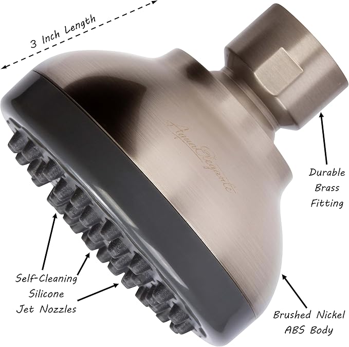 Pressure Boosting Shower Head - High Pressure Water Saver Showerhead Best For Low Flow Showers, 2.5 GPM - Brushed Nickel
