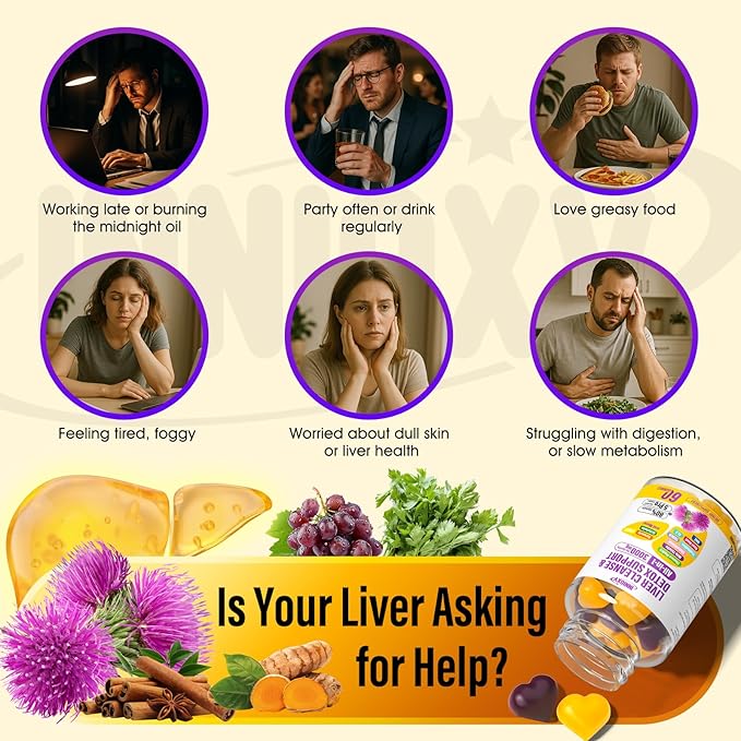 Liver Cleanse Detox & Repair Gummies - 29-in-1 1500mg Milk Thistle Supplement with Beetroot Dandelion Artichoke, Vegan Gummy with NAC TUDCA Vitamins Supports Immune, Boosts Energy, Gut Health, 60 ct