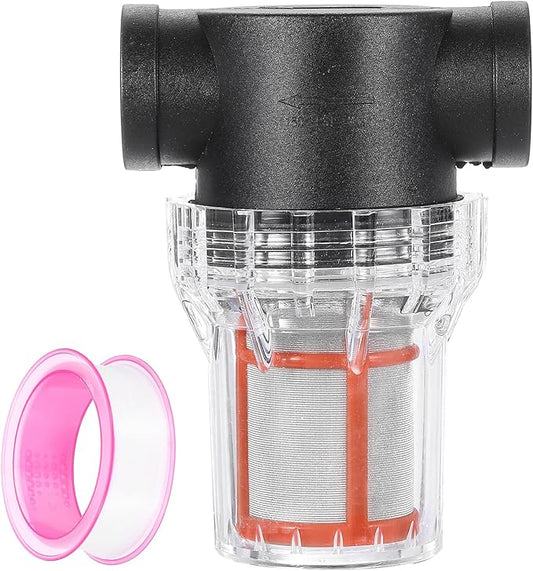 uxcell Pressure Washer Filter 3/4" NPT Female Thread, Inline Mesh Strainer Attachment, Stainless Steel Screen with Sealant Tape for Outdoor Gardening Inlet Water (Size:200 Mesh)