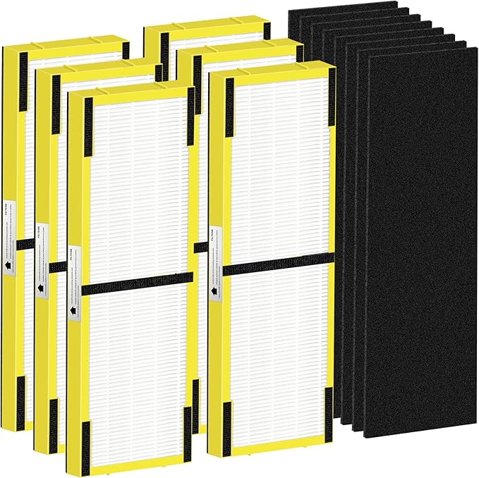 FLT4825 HEPA Filter B Replacement Compatible with G-Guardian Air Purifiers AC4825 AC4825E AC4825W AC4300 AC4800 AC4900 AC4850,6 H13 True HEPA Filters+8 Carbon Pre-Filters