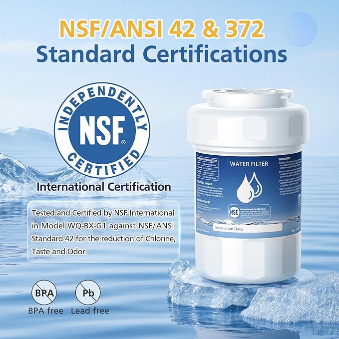 MWF Water Filter Compatible with GE® MWF®, SmartWater MWFP, MWFA, MWFINT, GWF, GWFA, HDX FMG-1, Kenmore® 9991, High Efficiency Filtration and Every 6 Months Value, NSF Certified, 4 Pack