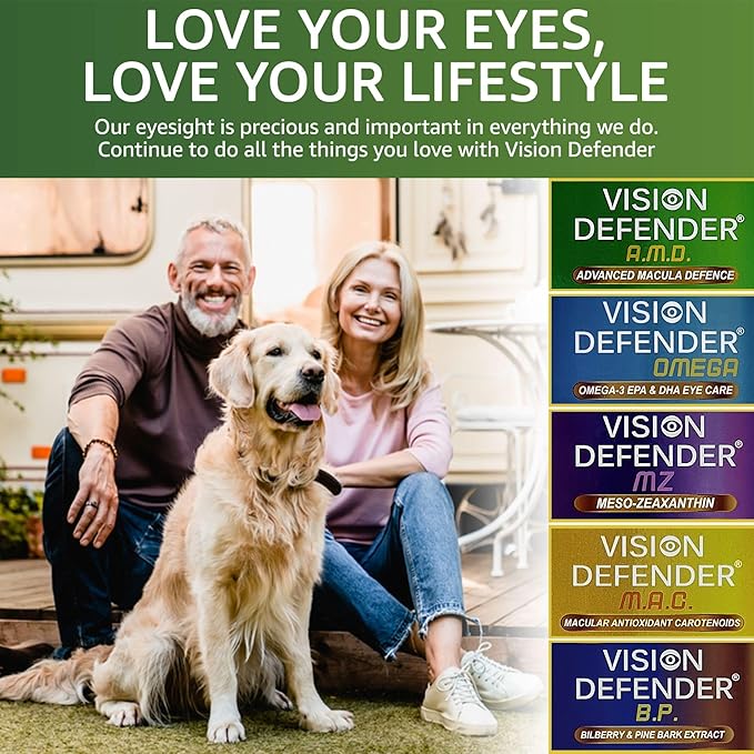 Vision Defender Plus Eye Supplement: AREDS2 Formula Vitamins, Minerals (Lutein, Zinc) Enhanced with Meso-Zeaxanthin for Complete Eyes/Eyesight Health Care & Support. 60 Easy-to-Swallow Vegan Capsules