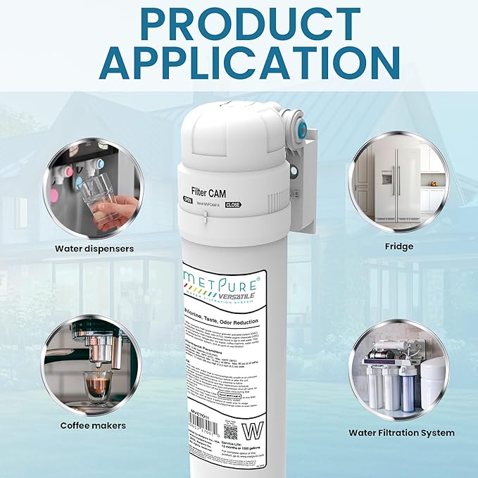 Versatile Inline MVCTO11-KIT Quick Twist Water Filter 1/4" for Refrigerator, Ice Maker, Coffee Maker, Reduces Bad Taste, Odor, Chlorine in Drinking Water. Complete Kit.