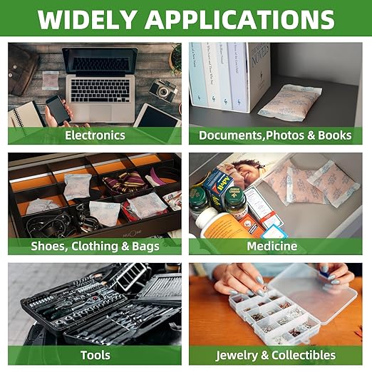 100 Gram (10 Packets) Silica Gel Packets, Desiccant Packs Silica Gel Desiccant Packets for Storage Rechargeable Moisture Absorbers Bags with Indicating Beads