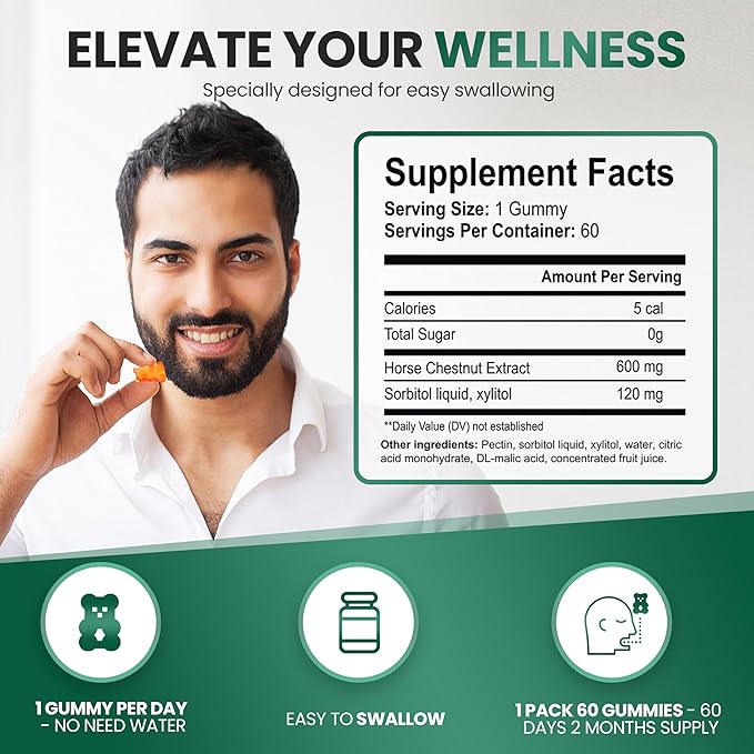 VAITE Horse Chestnut Extract Supplement, Vein Support Blood Circulation Supplements for Varicose Veins on Legs and Circulatory Supports, Horsechestnut Seed Butchers Broom Root, Non-GMO Gluten Free