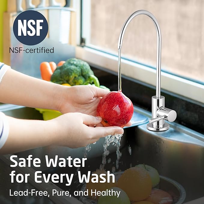 KES Water Filter Faucet for Kitchen Sink Reverse Osmosis Faucet Non-Air-Gap Drinking Water Faucet SUS304 Stainless Steel Polished Chrome, Z504CLFF18-CH