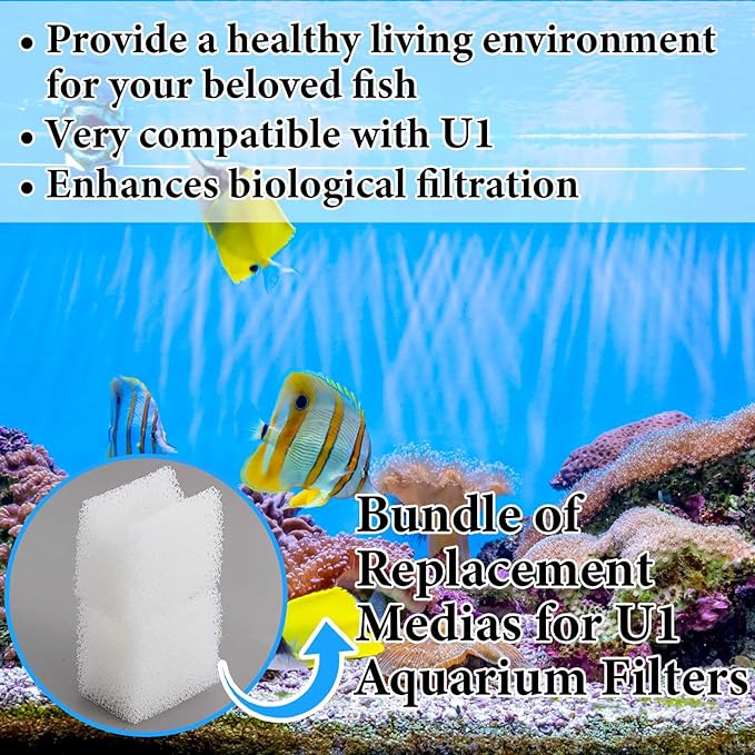 Nosiny 10 Pack Underwater Filter Foam Compatible with Fluval U1 Pads Replacement Underwater Aquarium Filter Media