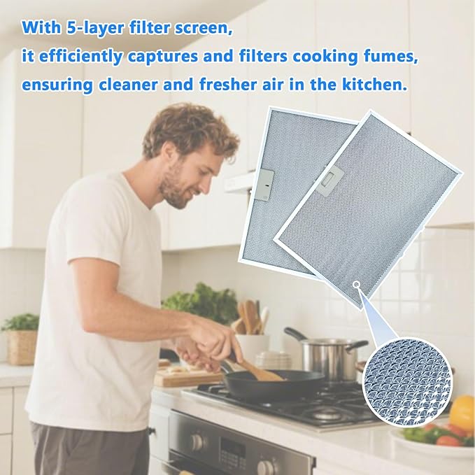 2Pcs WB02X11012 Range Hood Grease Filter 17.5 x 11.6 x 0.35 inches Compatible with GE Range Hood JV565H1BB JV566H1SS JV665H1BB JV666H1SS