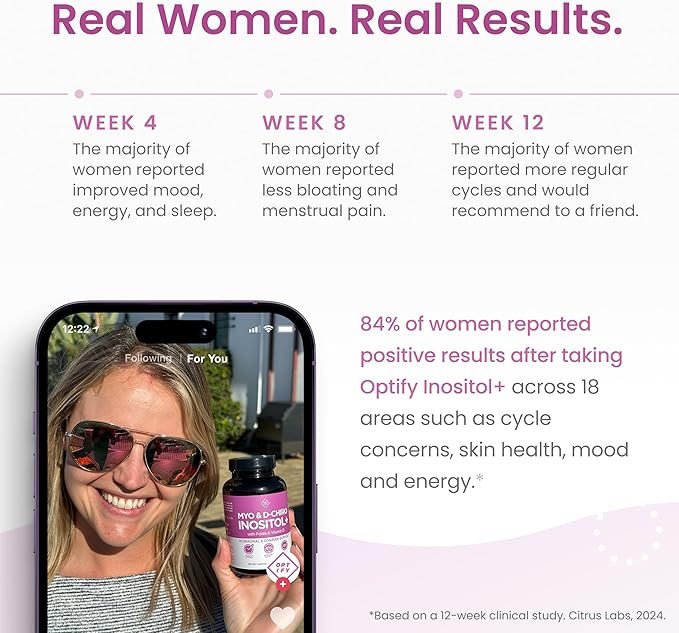 Optify Inositol Supplement for Women – 90-Day Supply – Myo-Inositol and D-Chiro Inositol with Folate and Vitamin D – 40:1 Ratio – Hormone Balance & Ovarian Support - 360 Capsules