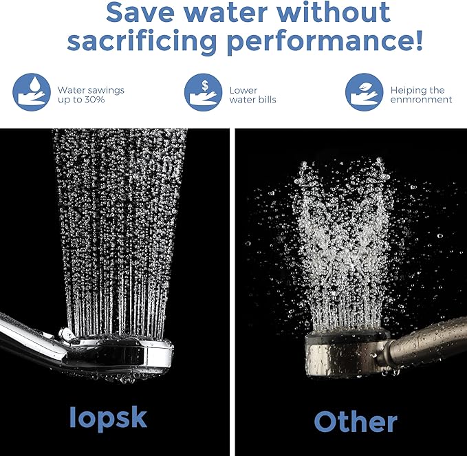 Shower Head with Handheld 7 Spray Combo,Hand Held Showerhead with On/Off Switch,High Pressure Detachable Shower Heads with 60" Long Hose (Chrome)