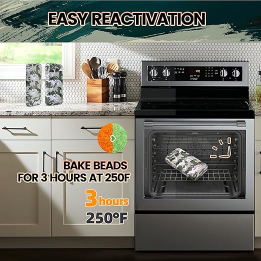 100 Gram Camouflage Gun Safe Dehumidifier Silica Gel Canister Rechargeable Dehumidifier Desiccant Reusable Indicating Desiccant Moisture Absorber with Visible Window [6PACK]