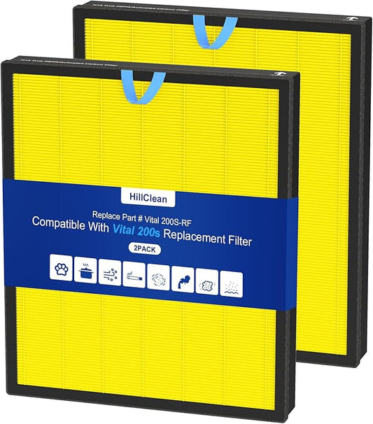 2 Pack Vital 200S Pet Care Replacement Filter Compatible with LEVOIT Vital 200S Air Purifier, 3-in-1 H13 Grade True HEPA Activated Carbon Vital 200S-P Filter, Vital 200S-RF-PA (LRF-V201-YUS)