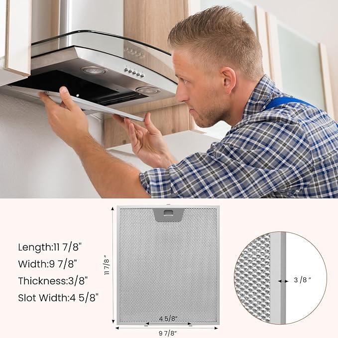 GE Range Hood Filter Replacement WB02X24871-3 Pack by oneket, 11-7/8"×9-7/8"×3/8" Metal Grease Filters, Compatible with GE JVW5361EJ1ES JVW5361EJ2ES JVW5361SJSS JVW5361BJ1TS