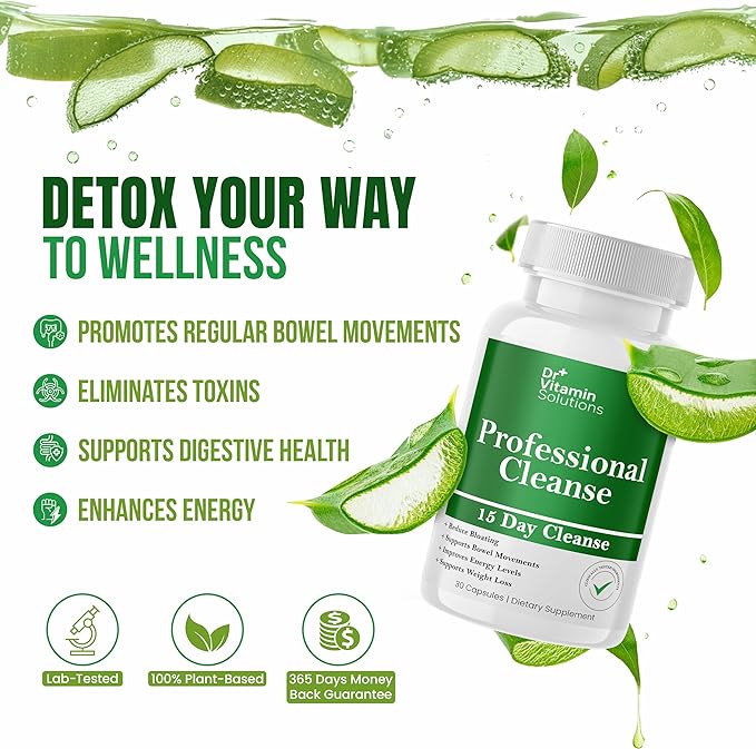 DR VITAMIN SOLUTIONS 15 Day Gut Cleanse Detox for Women w/GLP-1 Support - Natural Colon & Detox Cleanse for Weight Loss - Bloating & Constipation Relief - Flushes Toxins & Supports Immunity - 60 Ct.